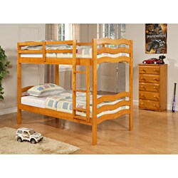 Wave Twin / Twin Bunk Bed in Honey