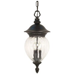 Balun 3 Light Chestnut Bronze With Clear Melon Seed Glass Hanging Lantern