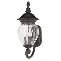Balun 3 Light Arm Up Chestnut Bronze With Clear Melon Seed Glass Wall Sconce