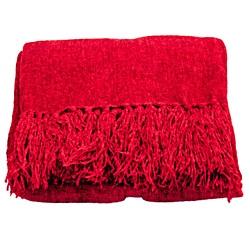 Red Susan Luxury Chenille Throw with Fringe