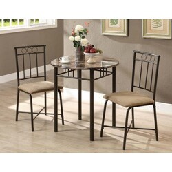 Cappuccino Marble/ Bronze Metal 3-piece Bistro Set