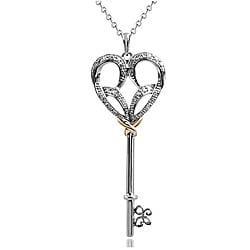 Jessica Simpson Silver/ 10k Gold 1/6ct TDW Diamond Key Necklace (I-J, I2-I3)