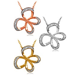 Jessica Simpson 10k White, Yellow or Rose Gold 1/10ct TDW Diamond Butterfly Necklace