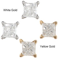 14k Yellow and White Gold 1/8ct Diamond Stud Earrings