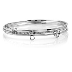 Jessica Simpson Silver Diamond Accent 3-piece Bangle Bracelet Set