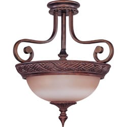 Wesley 3-light Semi-flush Dark Plum Bronze With Amber Bisque Glass