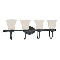 Salem 4 Light Aged Bronze With Biscotti Glass Vanity