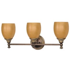 Rockport Tuscano 3 Light Dorado Bronze With Sepia Colored Glass Shades Vanity