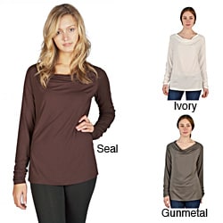 AtoZ Women's Raglan Cowl Neck Top