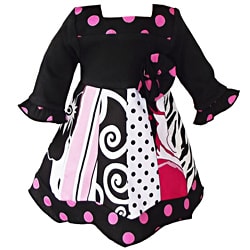 AnnLoren Floral, Stripes, and Zebra Panel Dress fits American Girl Doll