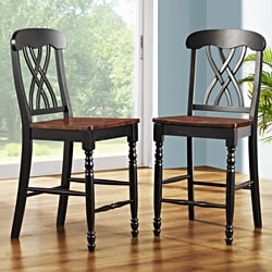 ETHAN HOME Mackenzie 24-Inch Black Counter Height Stool (Set of 2)