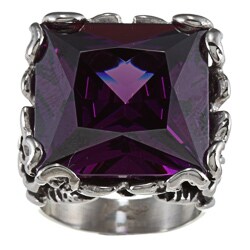 Ed Hardy Stainless Steel Rose Cubic Zirconia Center Ring