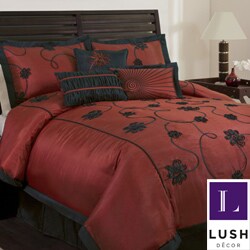 Lush Decor Red/Black Milione Fiori 7-piece Comforter Set