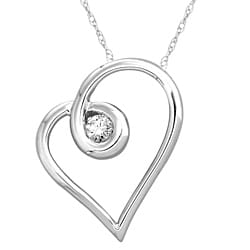 14k White Gold 1/6ct TDW White Diamond Heart Necklace (H-I, I1-I2)