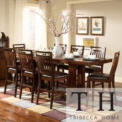 TRIBECCA HOME Harper Warm Cherry 9-piece Counter Height Dining Set