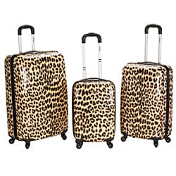 Rockland Designer Leopard 3-piece Lightweight Hardside Spinner Luggage Set