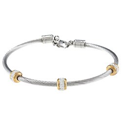 La Preciosa Stainless Steel Clear Crystal Cable Bracelet