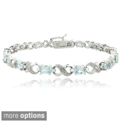 Glitzy Rocks Silvertone Gemstone and Diamond Infinity Bracelet