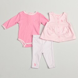 US Polo Infant Girl's Pink 3-piece Set