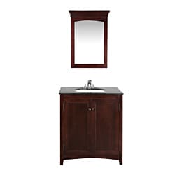 Windsor Walnut Brown 30-inch Bath Vanity with 2 Doors and Black Granite Top
