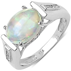 Malaika Sterling Silver 1 1/3ct TGW Ethiopian Opal and White Topaz Ring