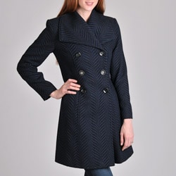 Larry Levine Women's Slate/ Black Swirl Walking Coat