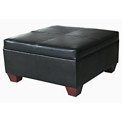 Living Room Coffee Tables on Leather Square Storage Bench Ottoman Coffee Table   Overstock Com