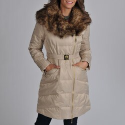 Vince Camuto Women's Champagne Faux Fur Shawl Coat