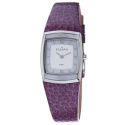 Skagen Women's Plum Leather Strap Watch