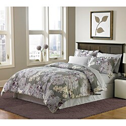 Contemporary Printed Violet Blossoms Bed in a Bag with Sheet Set
