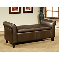 Abbyson Living Hartford Dark Brown Faux Leather Storage Ottoman