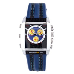 Chronotech Men's Blue Textured Dial Blue and Black Leather Watch