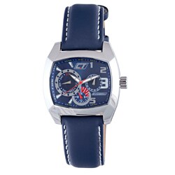 Chronotech Men's Blue Dial Blue Leather Watch