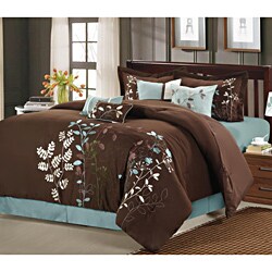 Bliss Garden Chocolate Brown 12-piece Bed in a Bag with Sheet Set