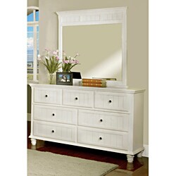 Delia Fresh 2 Piece White Dresser with Mirror Set
