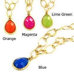 West Coast Jewelry Goldtone Colored Resin Stone Teardrop Necklace