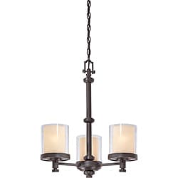 Decker Bronze with Clear/ Cream 3-light Chandelier