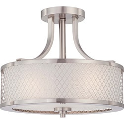 Fusion Nickel and Frosted Glass 3-Light Semi Flush Fixture