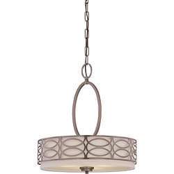 Harlow Bronze and Khaki Fabric Shade 3-Light Pendant