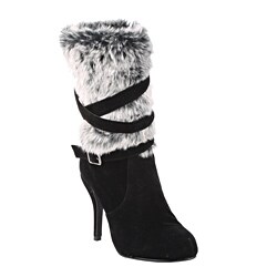 Damita K by Beston Women's 'Amy-08' Black Faux Fur Boots