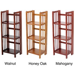 Folding Stackable 3-shelf Wood Bookcase