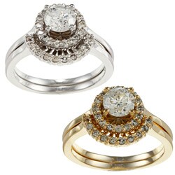 14k Gold 1ct TDW Round Halo Diamond Bridal Ring Set (H-I, I1-I2)