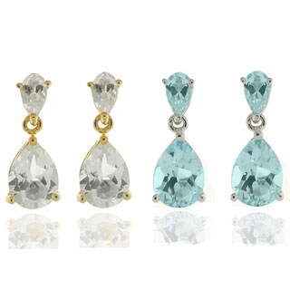 Gem Jolie Sterling Silver Gemstone Teardrop Dangle Earrings