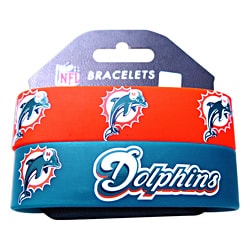 Miami Dolphins Rubber Wrist Band (Set of 2) NFL