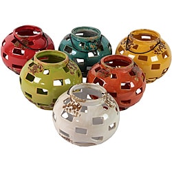 Urban Trend Assortment Tee Light Lanterns Ceramic Garden Accent (Pack of 6)