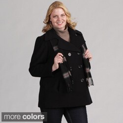 London Fog Women's Plus Double-breasted Wool Coat