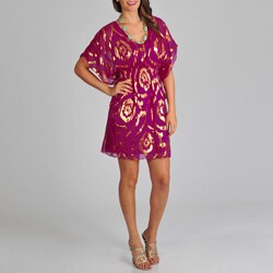 Oleg Cassini Women's Floral Foiled Chiffon Dress