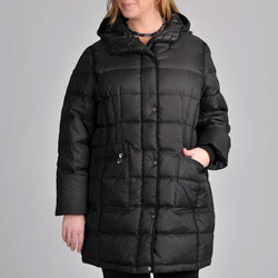 London Fog Women's Plus Quilted Down Coat with Removable Hood