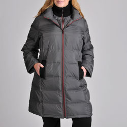 London Fog Women's Plus Zip-front Quilted Down Coat