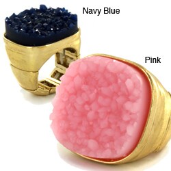 Goldtone Faux Druzy Square Cocktail Stretch Ring
